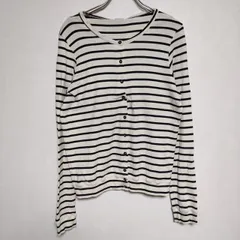 PETIT BATEAU ボーダー コットン M カーディガン ホワイト ネイビー レディース プチバトー【中古】4-0407M∞のサムネイル