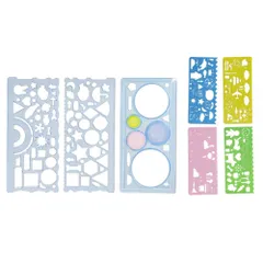 定規 テンプレート 7枚組 定規セット 絵の練習 絵画 子供 小学生 多機能 お絵描き くるくる定規 デザイン定規[ゆうパケット発送、送料無料]mer007