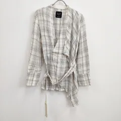 UNITED TOKYO ドレープシャツジャケット ベルト付き チェック ノーカラー アイボリー レディース ユナイテッドトウキョウ【中古】4-0906M♪のサムネイル