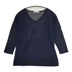 J&M Davidson Vネック プルオーバー コットン ニットソー セーター ニット ネイビー レディース ジェイアンドエムデヴィッドソン【中古】5-0731M∞のサムネイル