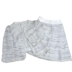 良品 FRANCO FERRARO フランコフェラーロ ツイードジャケット スカート スーツ セットアップ サイズ2 ホワイト レディース 古着 中古 USED