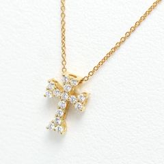 ネックレス K18 YG クロス ハート ダイヤモンド計0.16ct 3.12g - メルカリ
