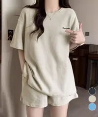 セットアップ レディース 半袖 Tシャツ ショートパンツ ワッフル ルームウェア 部屋着 上下セット ゆったり 夏 新品 送料無料