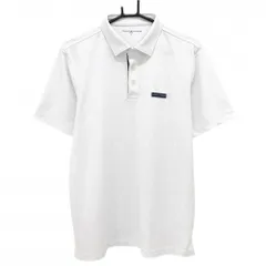 【美品】トミーヒルフィガー 半袖ポロシャツ 白 ロゴ総柄地模様 メンズ LL ゴルフウェア Tommy Hilfiger Golf