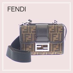 フェンディ FENDI バゲット ダブル 7VA649ALWKF0L3T ショルダーバッグ レザー FFジャガード ブラウン 茶 ブラック 黒 シルバー金具 レディース 人気 定番【中古】【Aランク】 FENDI（フェンディ） ショルダーバッグ ダブルバゲット ブラックレザー