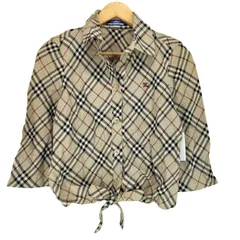 バーバリーブルーレーベル BURBERRY BLUE LABEL ノバチェック 7分丈 スキッパーシャツ レディース JPN：38 