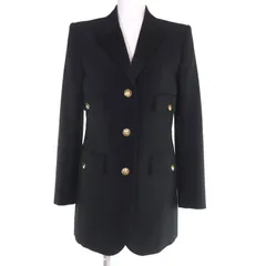 極美品☆SAINT LAURENT PARIS サンローランパリ 660055 バージンウール グレイン・ド・プードル シングルブレスト ジャケット ブラック 38 イタリア製 正規品 レディースのサムネイル