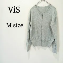 ViS ビス レディース カーディガン クルーネック カジュアル グレー M