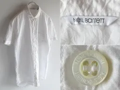 イタリア製 Neil Barrett ニールバレット SLIM FIT スリムフィット コットン シワ加工 半袖 シャツ 15H 39 ホワイト 白のサムネイル