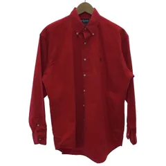 【中古】　RALPH LAUREN　プレーンシャツ　長袖　トップス　ボタンダウン　無地　ワンポイント　スモールポニー　刺しゅう　古着　/7079