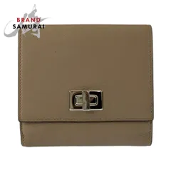 美品 FENDI フェンディ セレリア ピーカブー ベージュ シルバー金具 レザー 8M0438 折財布 コンパクトウォレット レディース 601423【中古】