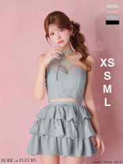 ROBE de FLEURS ストーンワンショルティアードツーピースxs ピンク 