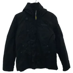 【中古】　AVIREX　中綿ブルゾン　ナイロンジャケット　フード　古字　無地　ワンポイント　ワッペン　アメカジ　古着　/1587のサムネイル