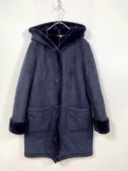 BEAUTY & YOUTH ビューティ&ユース ユナイテッドアローズ 定価29700円 フェイクムートンフードミドル コート sizeM/濃紺 ◆■◎レディース