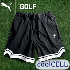 PUMA プーマ ゴルフ coolCELL 接触冷感 ワイドシルエット 4WAYストレッチ ショートパンツ ショーツ ゴルフウェア 627689 定価1.2万 ブラック ホワイト ▲028▼50425w02