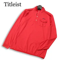 Titleist タイトリスト ゴルフ 通年★ 長袖 ロゴ刺繍 ポロシャツ Sz.L メンズ 赤のサムネイル