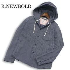 R.NEWBOLD ポールスミス 通年★ ヒッコリー ストライプ ショート フーデッド シャツ ジャケット Sz.S メンズ 紺のサムネイル
