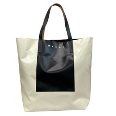 良品✨ MARNI マルニ セルロース トートバッグ 黒 ロゴ 大容量 