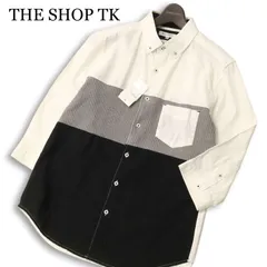 未使用★ THE SHOP TK タケオキクチ 春夏★ 7分袖 切替 ボタンダウン シャツ Sz.XL メンズ 大きいサイズ
