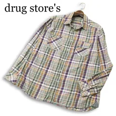 drug store's ドラッグストアーズ 通年★ ぶた ロゴ刺繍 長袖 チェック柄 ビッグシルエット シャツ Sz.F メンズのサムネイル