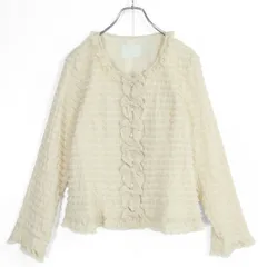ピンクハウス★ふりふりノーカラージャケット リボン♪ ピコレース 前開き 段々フリル サイズ4(L) 系 z19747のサムネイル