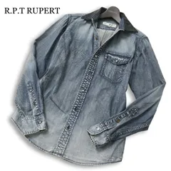 R.P.T RUPERT ルパート 通年★ 長袖 USED加工 切替 ワーク デニム シャツ Sz.M メンズのサムネイル