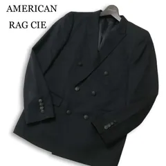 AMERICAN RAG CIE アメリカンラグ シー 通年 背抜き★ 刻印ボタン ダブル ブレザー テーラード ジャケット Sz.1 メンズ 黒