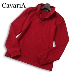CavariA キャバリア 通年 襟ワイヤー★ 長袖 スリム シェブロン柄 ジャガード ポロシャツ Sz.44 メンズのサムネイル