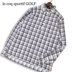 le coq sportif GOLF ルコック ゴルフ 通年★ ロゴ刺繍 長袖 チェック柄 ボタンダウン シャツ Sz.LL メンズ 大きいサイズ