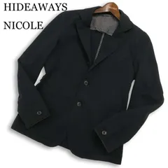 HIDEAWAYS NICOLE ハイダウェイ ニコル 通年★ 背抜き ストレッチ アンコン スリム テーラード ジャケット Sz.46 メンズ 黒のサムネイル