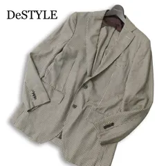 DeSTYLE ディースタイル 通年 イタリア製生地★ シルク 背抜き 千鳥格子 テーラード ジャケット Sz.48-6drop メンズ