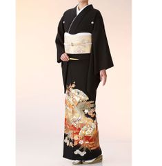 正絹黒留袖 駒刺繍 立波地紙花文 暈し染め ⭐︎⑧( 訪問着、紬、袋帯