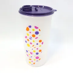 【TM_278】【箱無し】Tupperware タッパーウェア ソレイユ・1.4L  Sライン パープル ドット柄  カラフル レトロ 保存容器 ピッチャー 麦茶ポット 水差し 冷水筒