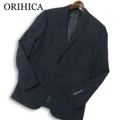 ORIHICA オリヒカ 通年★ 背抜き ストレッチ チェック テーラード ジャケット Sz.A5 メンズ 紺 ネイビー