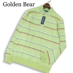 Golden Bear ゴールデンベア 通年★ ハーフジップ ボーダー ロゴ刺繍 ハイネック トレーナー Sz.M メンズ