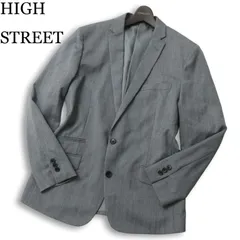 HIGH STREET ハイストリート 通年 総裏★ ヘリンボーン スリム テーラード ジャケット 大きいサイズ Sz.LL メンズ 灰
