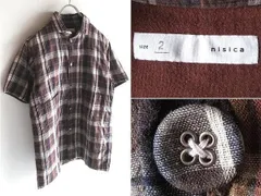 nisica ニシカ コットンリネン ダブルガーゼ 半袖 ボックスシルエット チェックシャツ 2 ブラウン 男女着用可 日本製のサムネイル