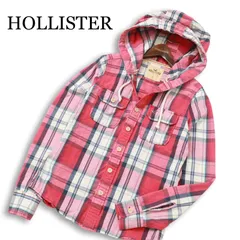HOLLISTER ホリスター 通年 ロゴ刺繍★ 長袖 フーディー チェック シャツ パーカー Sz.S メンズ