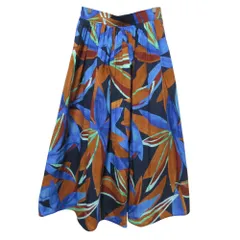 美品 25SS LE MELANGE ルメランジュ フラワープリント ロングフレアスカート M ブルー ブラウン レディース 古着 中古 USEDのサムネイル