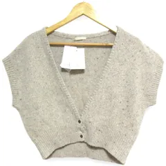 未使用 23AW Plage プラージュ OLIVETTE ニットベスト Vネック クロップド ジレ サイズF ベージュ系 レディース 古着 中古 USED