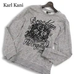 Karl Kani カールカナイ 通年 フロッキー プリント★  メランジ スウェット トレーナー 大きいサイズ Sz.XL メンズ 灰のサムネイル