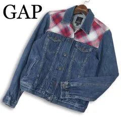 GAP ギャップ 通年★ チェック柄 切替 ウォッシュ加工 デニム ジャケット ブルゾン Gジャン Sz.S メンズ