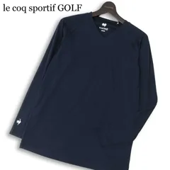 le coq sportif GOLF ルコック スポルティフ ゴルフ 刺繍★ 長袖 Vネック カットソー シャツ Sz.LL メンズ 紺 大きいサイズ