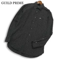 GUILD PRIME ギルドプライム 通年 クロスサーベル刺繍★ 長袖 ボタンダウン ドット総柄 シャツ 日本製 Sz.38 メンズ 黒のサムネイル