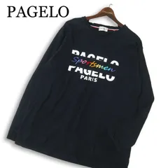 PAGELO パジェロ アンジェロ 通年 刺繍★ 長袖 ロゴプリント カットソー ロンTシャツ 大きいサイズ Sz.LL メンズ 黒のサムネイル