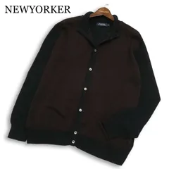 DAIDOH BY NEWYORKER ニューヨーカー 通年★ 切替 ハウンドトゥース 千鳥 コットン ニット カーディガン Sz.M メンズのサムネイル