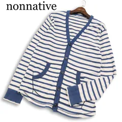 nonnative ノンネイティブ 通年★ インディゴ ボーダー コットン ニット カーディガン 羽織り 日本製 Sz.2 メンズのサムネイル