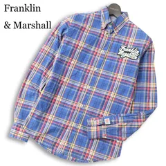Franklin & Marshall フランクリン＆マーシャル 通年 ロゴ ワッペン★ 長袖 ボタンダウン チェック シャツ Sz.S メンズ 青系のサムネイル