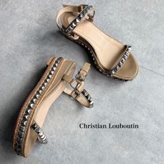 クリスチャンルブタン レザー サンダル 42 1/2 メンズ ブラウン スタッズ クリスチャンルブタン レザー サンダル 42 1/2 メンズ ブラウン