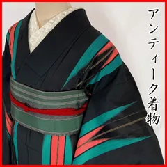 605aa20◇アンティーク着物 スタイリッシュな矢羽根 レトロモダン 大正ロマン 昭和レトロ 和洋MIX◇状態良好